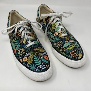 Keds Rifle Paper Co. Sz 7.5 Multi-Color Turquoise Wildflower Lace-Up Sneakers